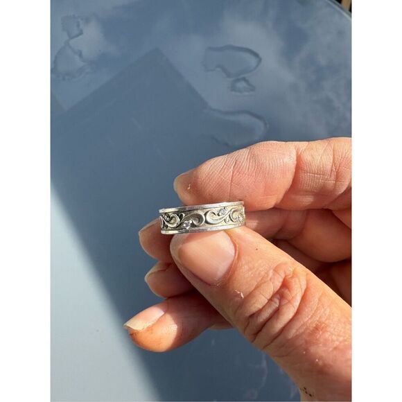 Ring, Sterling Silver Ring Band with 4 CZ, NEW, size 7, Handmade, Wedding, Artis - Picture 1 of 7